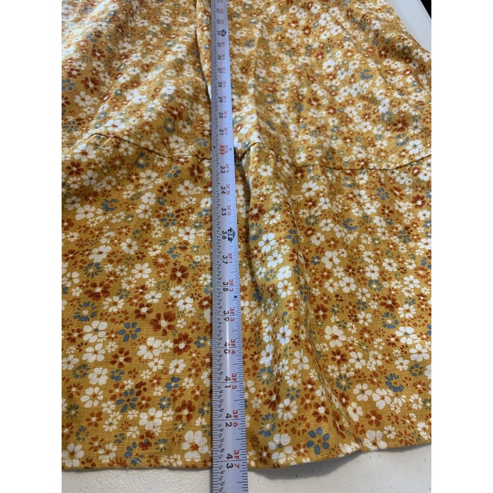 Reformation lucila Dress SZ 12 midi 100% Linen Cottagecore yellow smocked floral - Picture 5 of 16